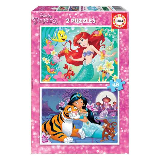 Disney Princess Ariel + Jasmine puzzle 2x48pcs