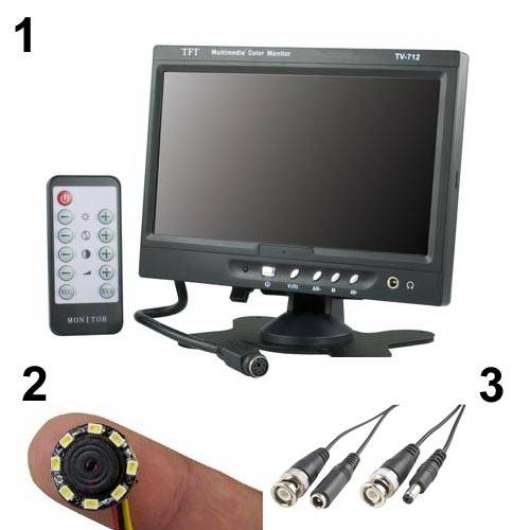 Dolt övervakningspaket med skärm & liten kamera