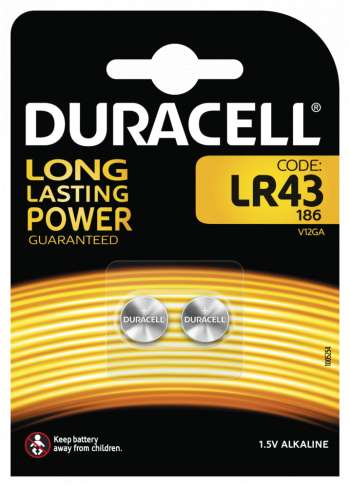 Duracell LR43 Batteries, 2pk