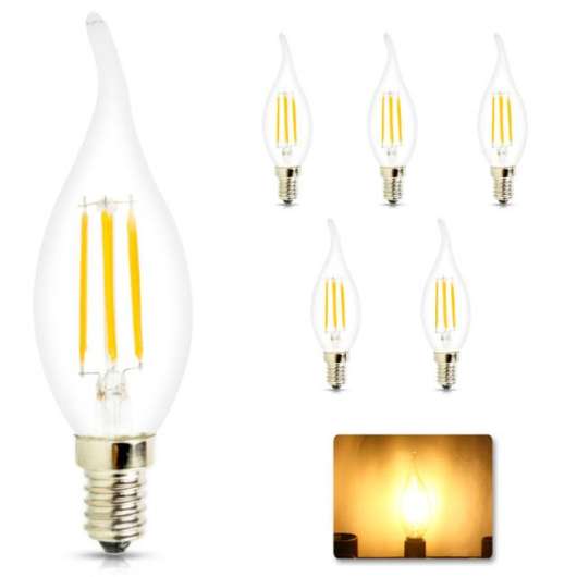E14, 2W, Skruvat Kronljus, Dimbar, Högenergisparande LED Glödlampa