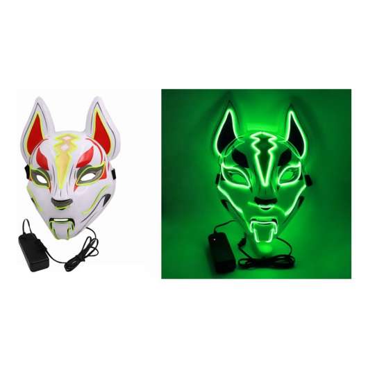 EL Wire Räv LED Mask - Ljusgrön