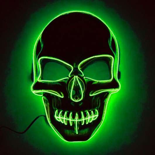 El Wire Skull LED Mask - Mörkgrön