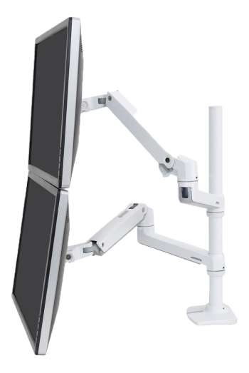 Ergotron LX Dual Stacking Arm, Tall Pole, white/grey
