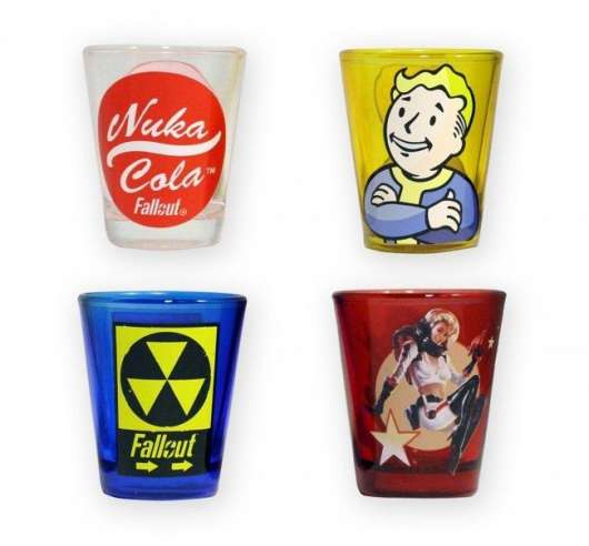 Fallout snapsglas, 4 stycken olika motiv, 6 cl