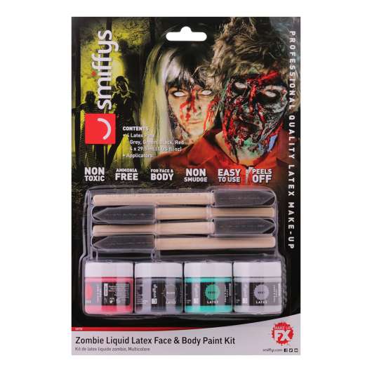 Flytande Latex Ansikts- & Kroppsfärg Kit Zombie