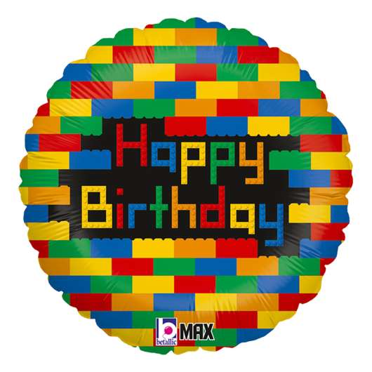 Folieballong Happy Birthday Byggklossar
