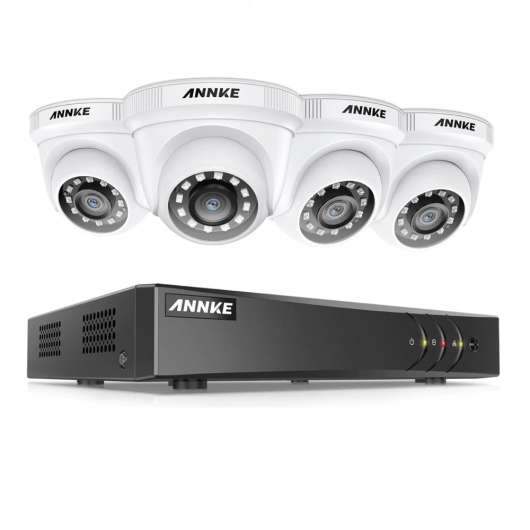 FullHD 1080p Övervakningssystem, 4st Kameror, 8-Kanalers DVR, Rörelsedetektion, IP66