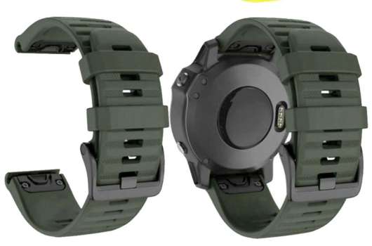 Garmin armband, 22mm, Quickfit, ergonomisk - Army / Militärgrön / Olivgrön