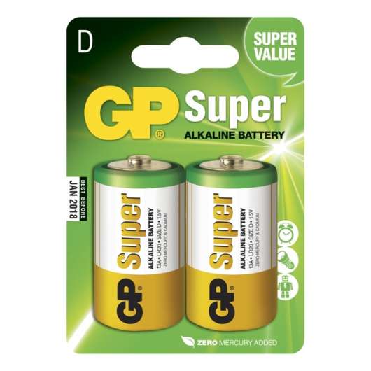 GP Super Alkaline Batterier - 2-pack LR20