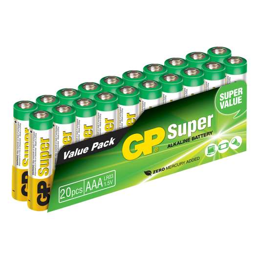 GP Super Alkaline Batterier - 20-pack AAA