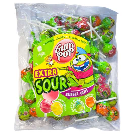 Gum Pop Extra Sour Godisklubbor 48-pack