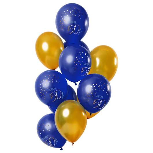 Happy 50th Ballonger Mörkblå & Guld