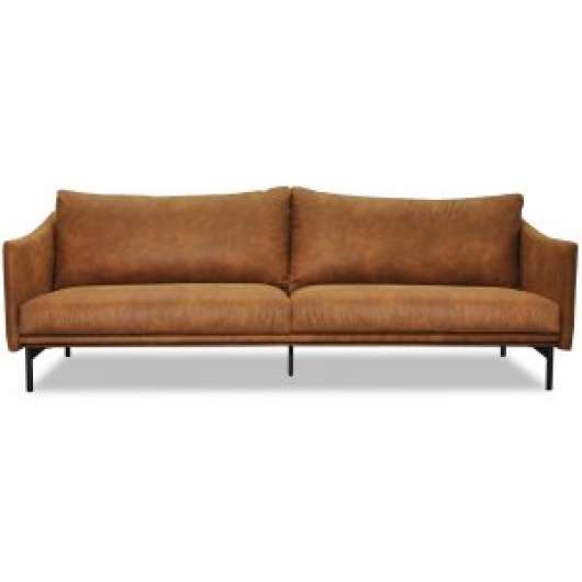 Harpan 3-sits soffa i cognac Ecoläder + Möbelvårdskit för textilier - 3-sits soffor
