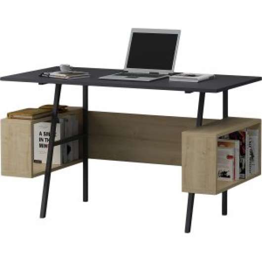 Iommi skrivbord 120x60 cm - Antracit/ek - Skrivbord med hyllor | lådor