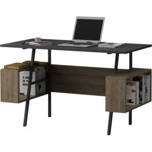Iommi skrivbord 120x60 cm - Antracit/valnöt - Skrivbord med hyllor | lådor