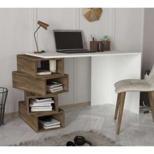 Jenga skrivbord 130x60 cm /valnöt - Skrivbord med hyllor | lådor