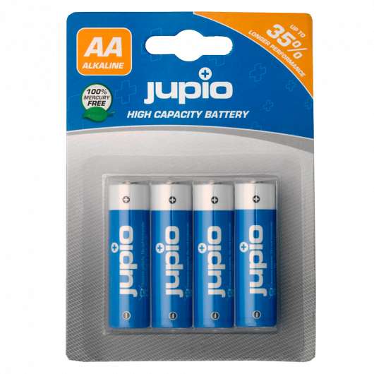 Jupio AA Alkaliska batterier, LR6, 1,5V, ej laddningsbara, blå