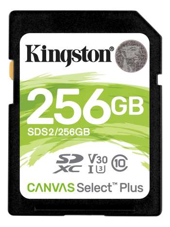 Kingston 256GB SDXC Canvas Select Plus 100R C10 UHS-I U3 V30