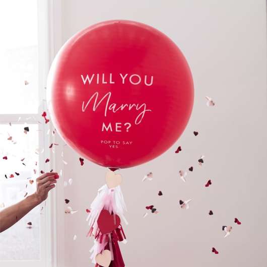 Latexballong Will You Marry Me Röd
