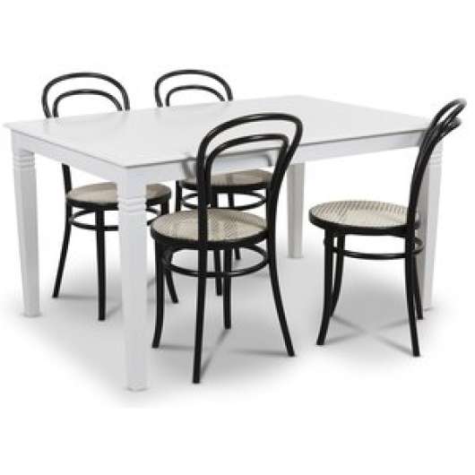 Mellby matgrupp 140 cm bord med 4 st svarta Thonet No14 stolar