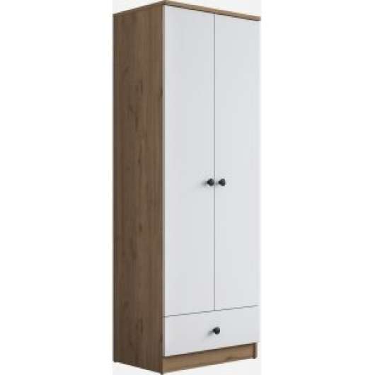 Mendy garderob med låda 60 cm - Valnöt/vit - Garderober
