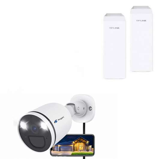Övervakningskamera / IP-Kamera, Asgari 1440PRO Smartcam +2st TP-LINK CPE210 5km räckvidd, Perfekt som Gårdskamera
