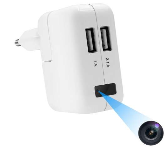 Övervakningskamera/spionkamera i väggadapter, Wifi, H.264, Mikrofon, Rörelsedetektion, 1080p HD