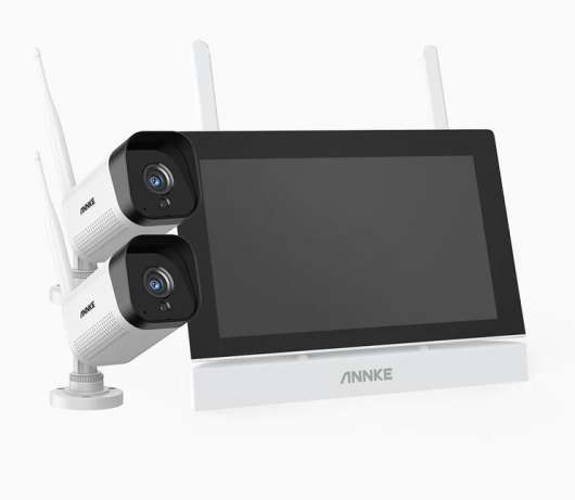 Övervakningspaket med 4st Trådlösa Utomhuskameror, WIFI, IP66, 7" NVR Skärm, iOS/Android, Alexa, 3mpx, mörkersyn