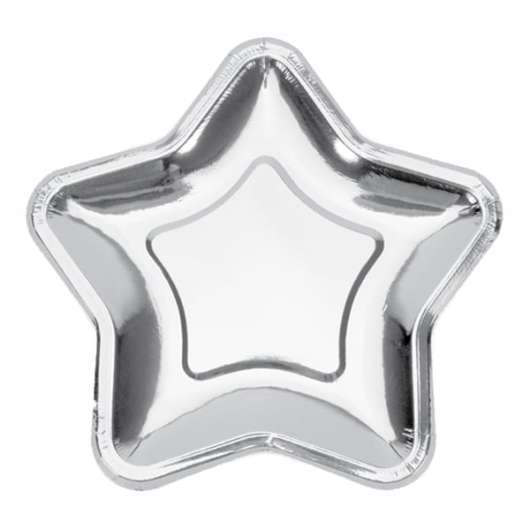 Pappersassietter Stjärnor Silver Metallic - 6-pack