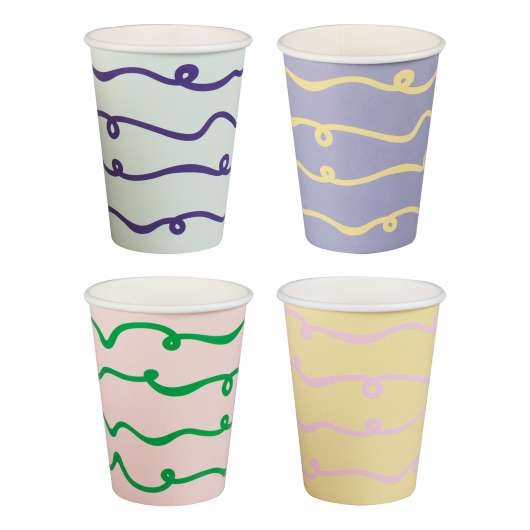 Pappersmuggar Pastell Wavy - 8-pack