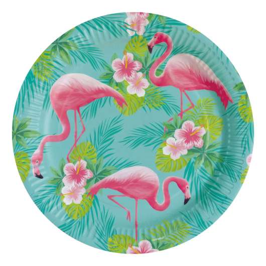 Papperstallrikar Flamingo Paradise - 8-pack