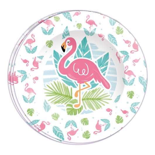 Papperstallrikar Flamingos - 8-pack