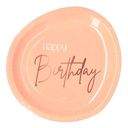 Papperstallrikar Happy Birthday Lush Blush - 8-pack