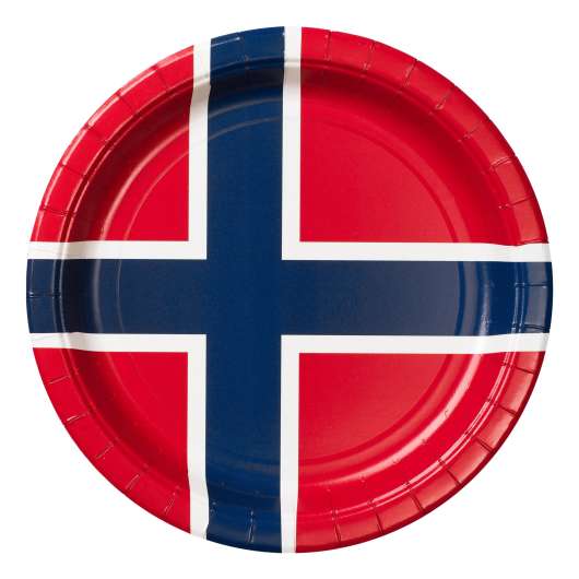Papperstallrikar Norska Flaggan - 8-pack