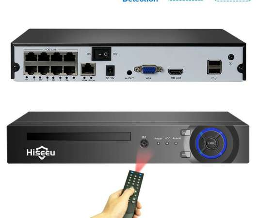 PoE NVR med 4 kanaler, H.265, P2P, ONVIF, Cloud-stöd