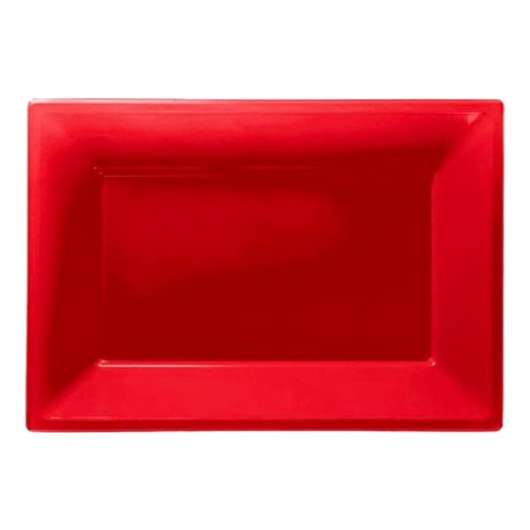 Serveringsfat i Plast Rektangel Röd - 3-pack