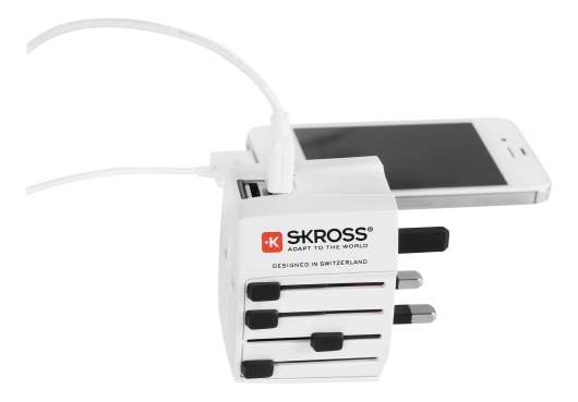 SKROSS World Adapter MUV USB, reseadapter + USB, vit
