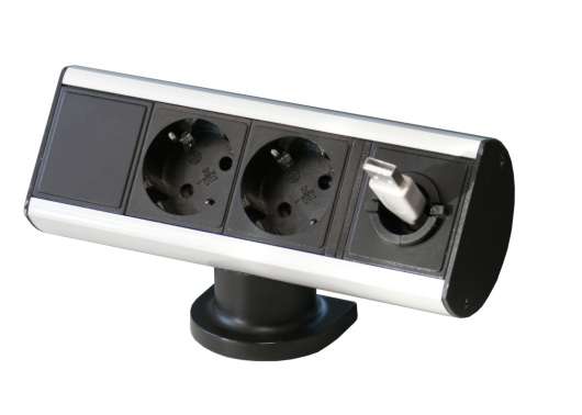 Smartline Desk , 2xCEE 7/4, kabelgenomföringshål, Aluminium/Svart