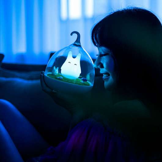 Söt portabel LED-lykta i Totoro-stil, uppladdningsbar, vibrations-sensor - Blå