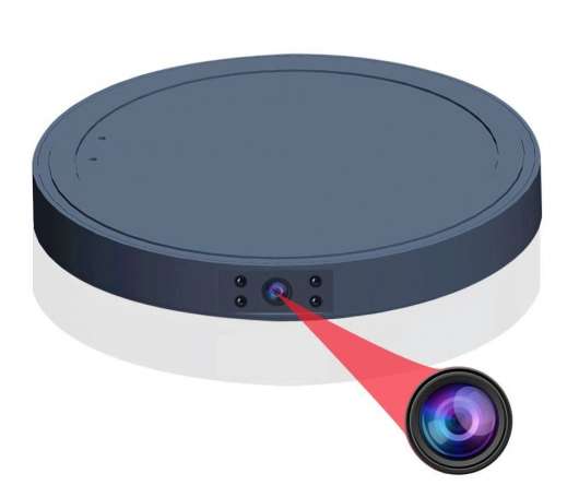 Spionkamera 1080p  med mörkerseende, dold i laddningsplatta för trådlös mobilladdning, QI