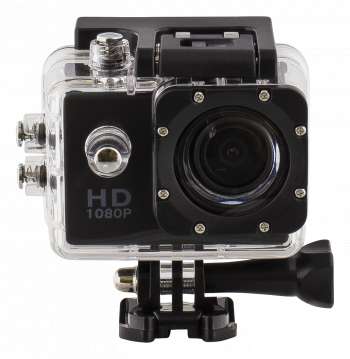 Sportkamera, 1080p, vattentät 30m, micro-SD kortplats, svart