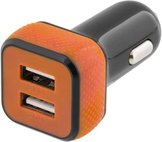 STREETZ billaddare, 2x USB-port, 12-18V till 5V 4,4A USB, svart/orange