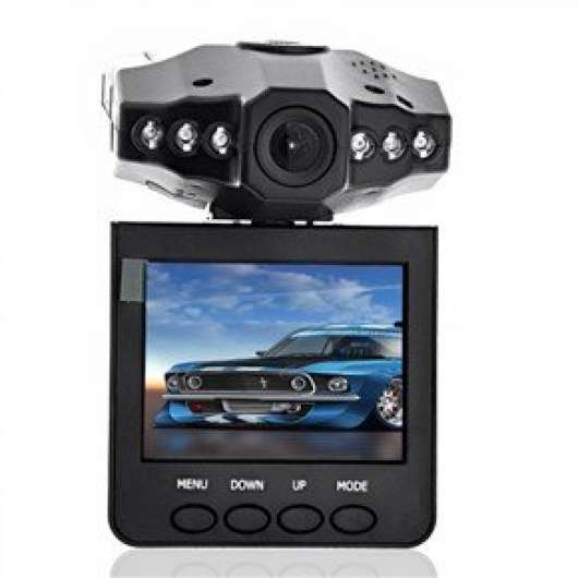Svart bilkamera med monitor och inbyggd DVR