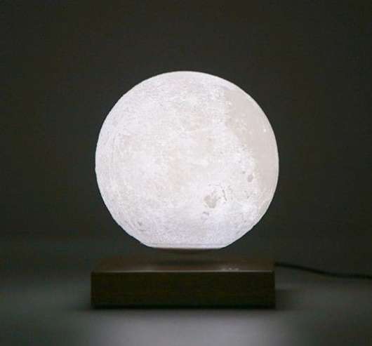 Svävande månglob med 3D-yta och induktionsdriven LED-belysning