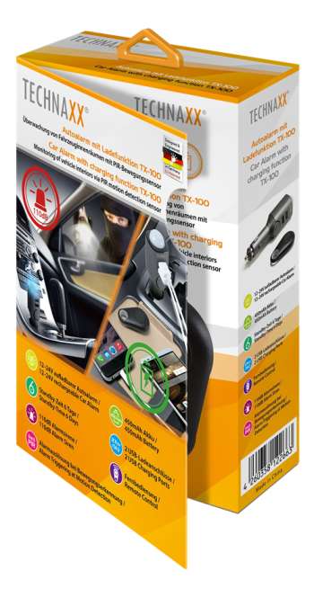 Technaxx Car Alarm + Car charger black