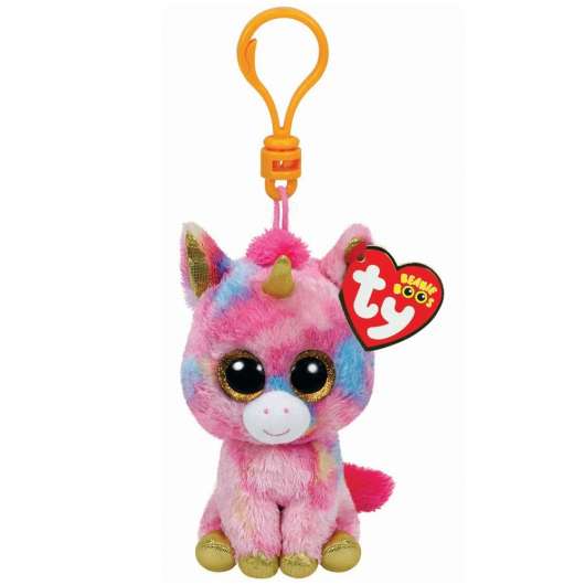 Ty beanie boo fantasia multi color unicorn plush toy key cli