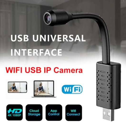 USB Spionkamera, 1080p Full HD, Diskret IP-Kamera, IR Mörkersyn, rörelseaktivering