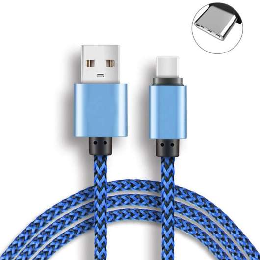 USB Type C kabel Universal, för laddning av mobiltelefoner, surfplattor mm, 2 meter