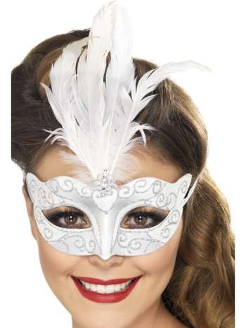 Venetiansk Silver Mask med Glitter