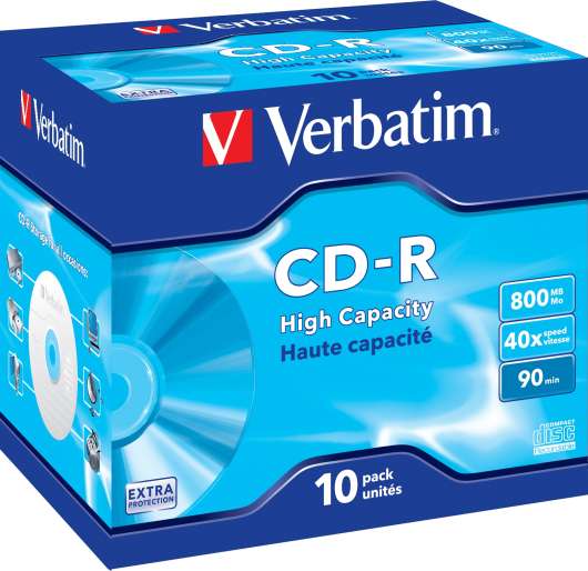Verbatim CD-R, 40x, 800 MB/90 min, 10-pack, jewel case